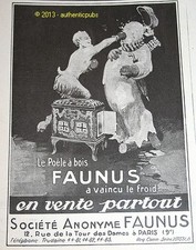 OLD ADVERTISEMENT 1924 WOOD STOVE HEATING FAUNUS FRENCH ORIGINAL AD