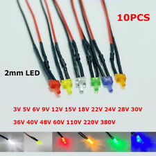 2mm High Flat Head LED Light-emitting Diode 3V 6V 9V 12V 24V-380V Pre-Wired 20cm