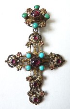 Croix pendentif argent massif austro-hongrois hungarian 19e s silver cross 