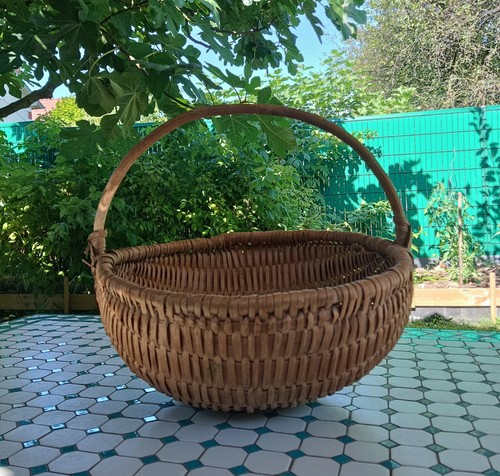 Ancien panier rond osier - rond,