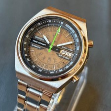 Seiko Time Sonar 7015-6010 Vintage Automatic Chronograph Watch Silver Tone