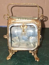 Coffret ancien Petite vitrine boite a bijoux en verre laiton 19ème siècle