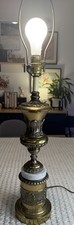 RARE Vintage Hollywood Regency Brass W/White Granite Accent Table Lamp