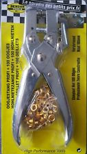 Pince œillet profi + 100 oeillets à sertir, pince perforatrice et sertissage - 