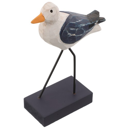 Coastal wooden seagull statue - coastal,