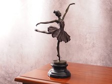 Sculpture En Bronze D'Une Ballerine Sur Socle En Marbre – Vintage – 33 Cm
