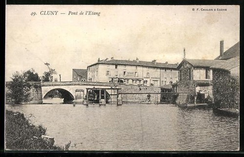 Cpa cluny pont l étang - pont, de