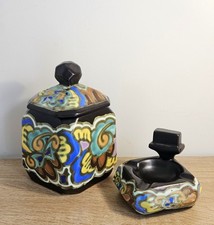 Vintage Dutch Style Art Pottery Set - Ceramic Jar...