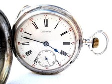 Pocket Watch LONGINES Hunter Cal 18.50 Case Silver 50mm Circa 1920 Working