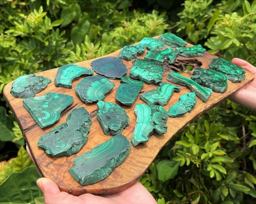 Natural malachite slices - natural,