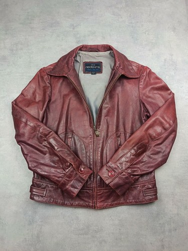 Blouson cuir bordeaux - cuir,