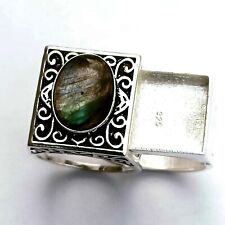 Bijoux en argent sterling 925, bague poison en labradorite, bague boîte faite...