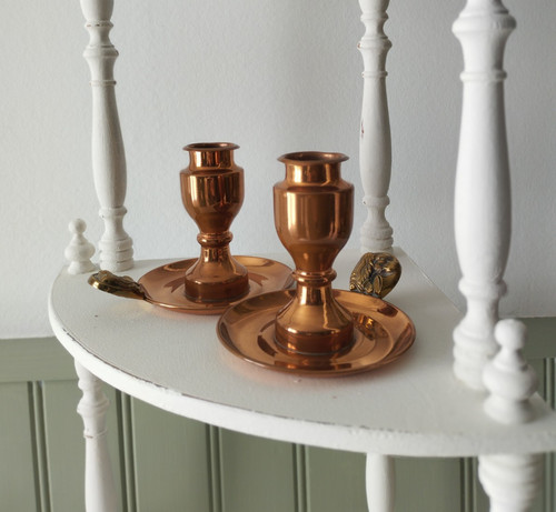 Paire bougeoirs cuivre - paire,