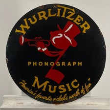 Plaque émaillée Wurlitzer - Ø 50 cm (19,7") - Rare phonographe vintage...