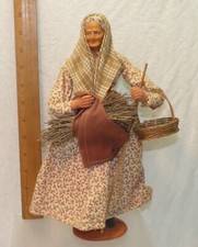 Jouglas 12" Village Woman Clay Figurine Doll Santons de Provence France Folk Art