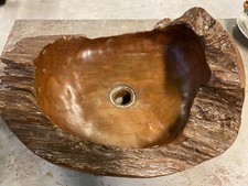 Primitive Brutalist Primitive Wood Cut Bathroom Furniture Basin Tray 2