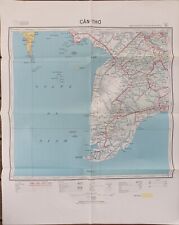 1952 CAN THO VIETNAM ROAD MAP OF INDOCHINA COLORS 65 x 82 cm