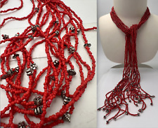 Large Coral Pearl Multi-Row Necklace