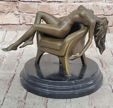 Western Art Déco Sculpture Nu Femme Fille Signée Bronze Statue Fonte Décor