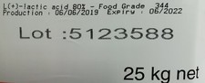 ACIDE LACTIQUE 80% ALIMENTAIRE