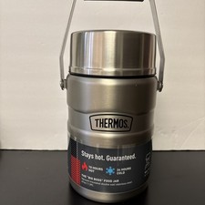Thermos 47 oz Stainless King Big Boss Food Jar w/ 2 Inner Containers-Matte Steel
