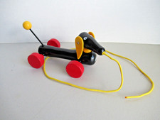 BRIO Pull Along DACHSHUND Wiener Dog 7" Wooden Toddler Pull Toy EUC