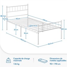 Cadre de lit Simple en métal