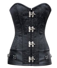Corset Bustier Serre-Taille Noir Steampunk Gothique Baroque Vintage + String 