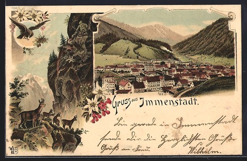 Lithographie immenstadt vue - lithographie, immenstadt,