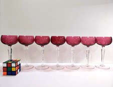 7 Val St Lambert Saumur Vigne Rose Cranberry Roemer Wine goblets