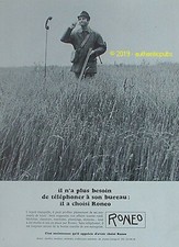 PUBLICITE RONEO MOBILIER CLASSEUR BUREAU CHASSEUR FUSIL CHASSE DE 1965 FRENCH AD