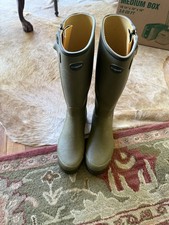 LE CHAMEAU CHASSEUR LEATHER LINED MEN'S ICONIC GREEN WELLINGTON BOOT MADE FRANCE