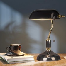 Noir Lampe de Bureau en Verre