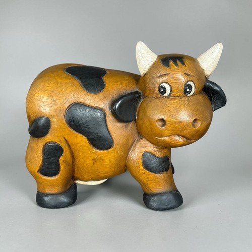 Statue vache bois sculpte - vache,