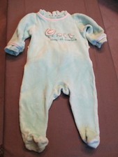  pyjama éponge velours Bébé vert pâle et blanc Babygro  6 mois Layette 