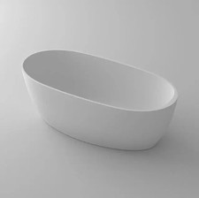 BLU BATHWORKS Baignoire îlot HAUT DE GAMME en pierre blanc matt 170 cm (NEUF)