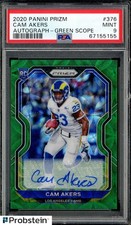 2020 Panini Prizm Green Scope #376 Cam Akers Rams RC Rookie AUTO /75 PSA 9