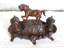 OLD INKWELL IN RULE WITH HORSE DECORATION