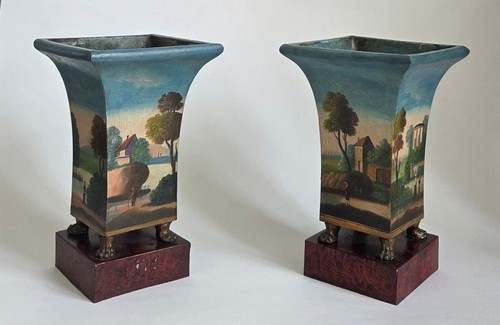 Paire vases tôle - de,