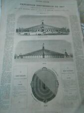 Engraving 1865 - Universal Expo 1867 Circular or Elliptical Building Project