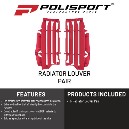 Polisport red radiator louvers - radiator,