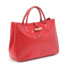Used Longchamp Tote Bag Red Roseau