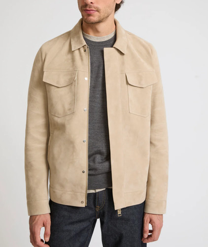 Veste camionneur cuir - cuir, beige
