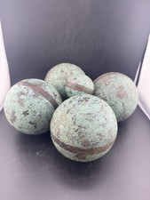 Set Of Four France Antique Wooden Balls Boule Boccia Read**  Barnhouse Decor