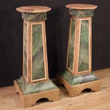 Paire de colonnes italiennes meuble bois laqué style ancien 20ème siècle