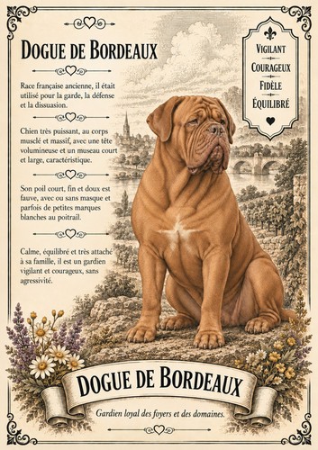 Affiche dogue bordeaux - a4,