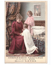 BOURGES (18) large chromo / trade CORDONNERIE "LAVEX" CHILD PRAYER in 1890
