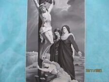 Antique Tapestry Painting Christ on the Cross Silk France