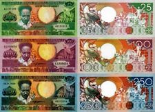 SURINAME - Tucano Lot 3 Banknotes 25/100/250 Gulden FDS - UNC