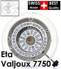 Swiss ETA VALJOUX 7750 25 Jewels Automatic Movement. White , English Day Date